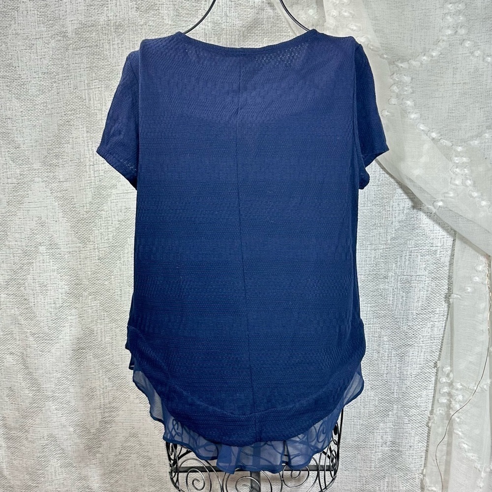 Anthropologie Deletta soledad navy keyhole blouse size M - Picture 7 of 8